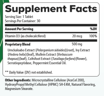 LungExpand Pro Supplement Label
